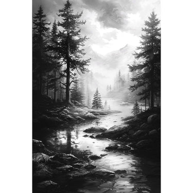 Black and White Landscape Acrylic Canvas
